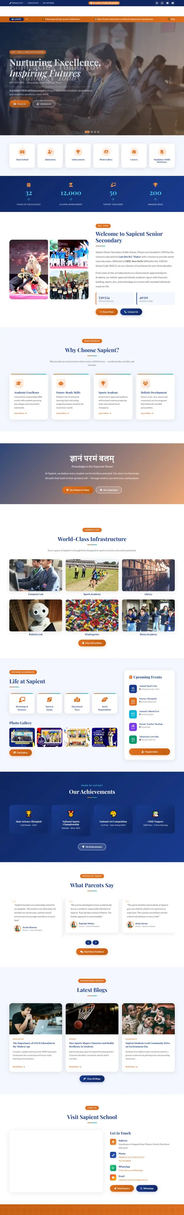 Homepage of Sapient Sr. Sec. Public School