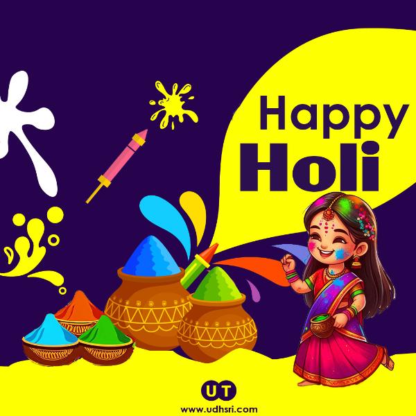 Holi WhatsApp Status — Free Holi Greeting Card Download | Udhsri Technologies